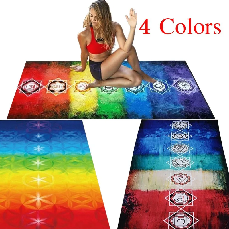 

Newly Tapestry Yoga Mat Scarf Shawl Colorful Polyester Tassel 150x75cm Breathable For Beach