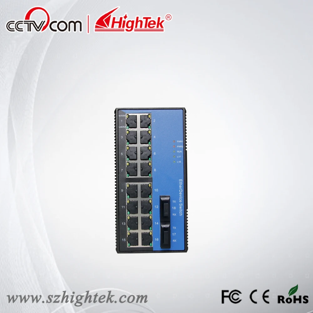 HighTek HK-86216 Оон-управление Промышленных 2 порта волоконно-оптические и 16 порта Ethernet Коммутатор