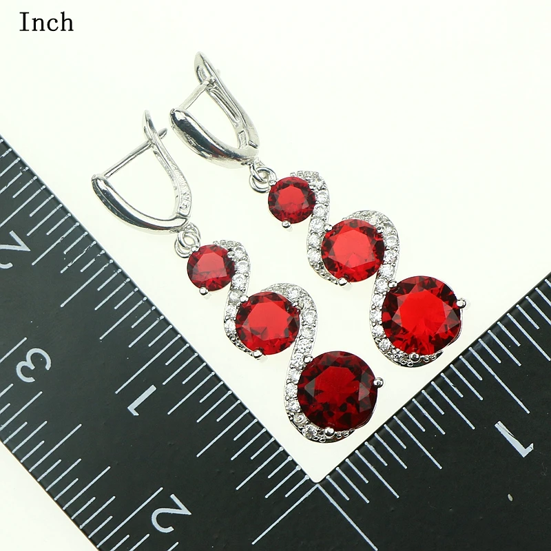 Женский комплект украшений из серебра 925 пробы с красным гранатом|jewelry set 925|set sterling