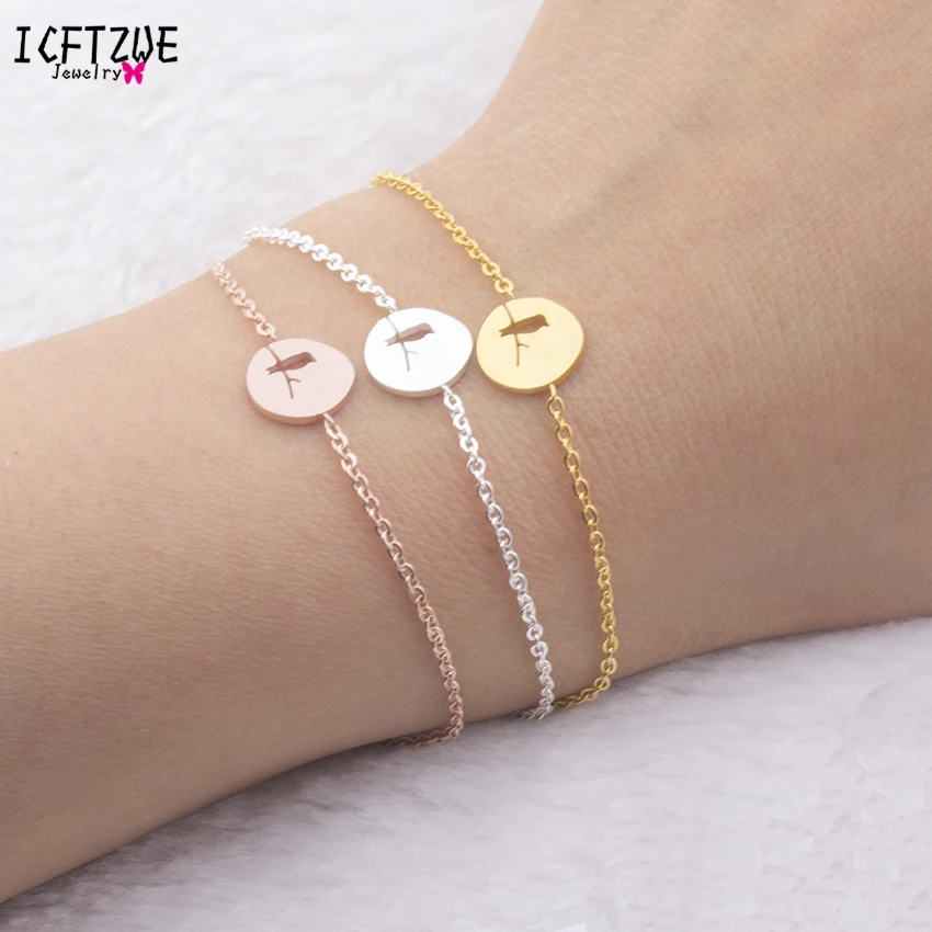 

ICFTZWE Brazaletes Pulseras Mujer Stainless Steel Silver Charm Bird on a Branch Bracelets & Bangles For Women Erkek Bileklik