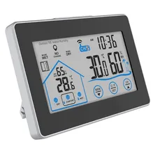 Touch Indoor Outdoor Digital Lcd Weather Station Temperature Humidity Meter Wireless Sensor Hygrometer Clock Thermometer