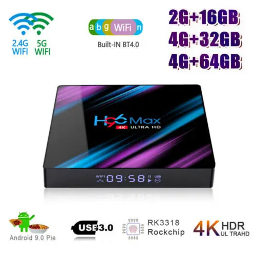 

2019 H96 Android 9.0 Smart TV Box 64G Quad Core 4K HD 5.8GHz WiFi Media Player