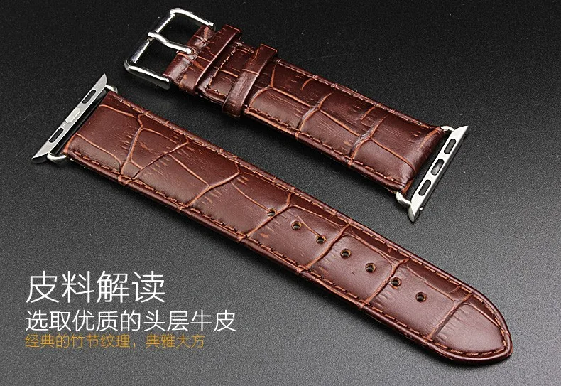 

Series 4/3/2/1 100% Crocodile Genuine Leather with Adapter Strap For Apple Watch Band 44/42MM/40/38MM for iWatch Sports Buckle