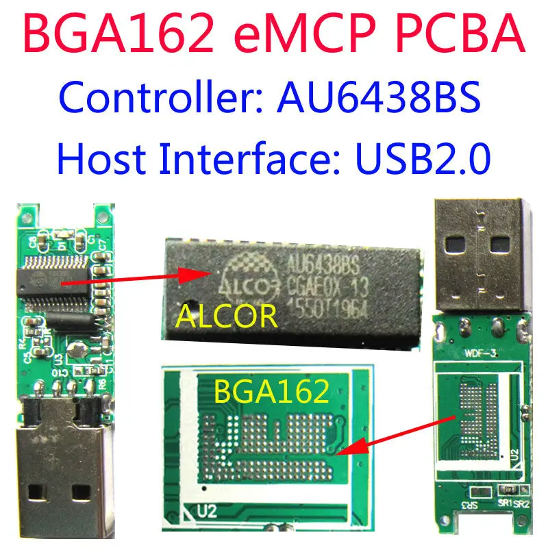 USB флеш накопитель PCBA AU6438BS USB2.0 поддержка eMCP BGA162 DIY мобильный телефон/handset NAND FLASH