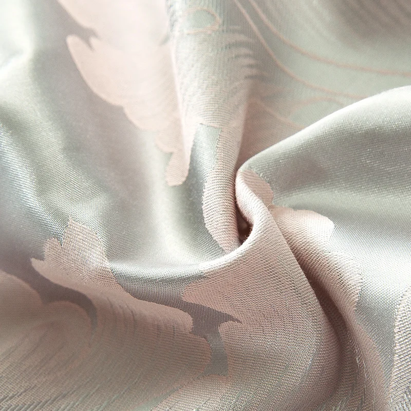 Waliicorners Gold Silver Beige Luxury Silk Jacquard Bedding set Queen King size Duvet cover set Embroidery Bed sheet Linen set Pillowcases 51 12