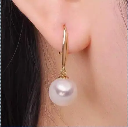 

Free Shipping >> new hot NEW 10-11MM AAA PERFECT SOUTH SEA WHITE PEARL EARRINGS 14K SOLID GOLD