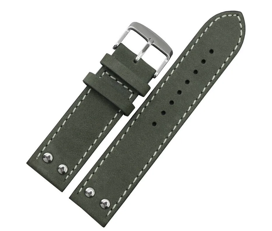 Для часов Hamilton 20 мм 22 мм новые мужские высококачественные оригинальные браслеты с кожаными ремешками Серебристая застежка из нержавеющей стали