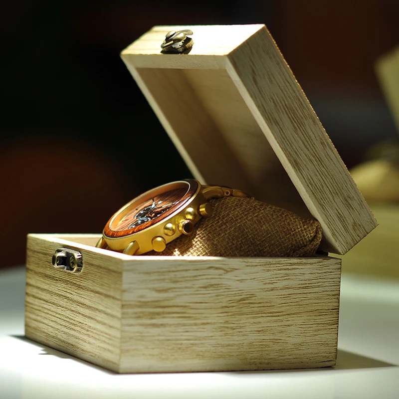 BOBO BIRD Wooden Men Watch Relogio Masculino Top Brand Luxury Chronograph Date Display Stop Watches erkek kol saati W-Q26
