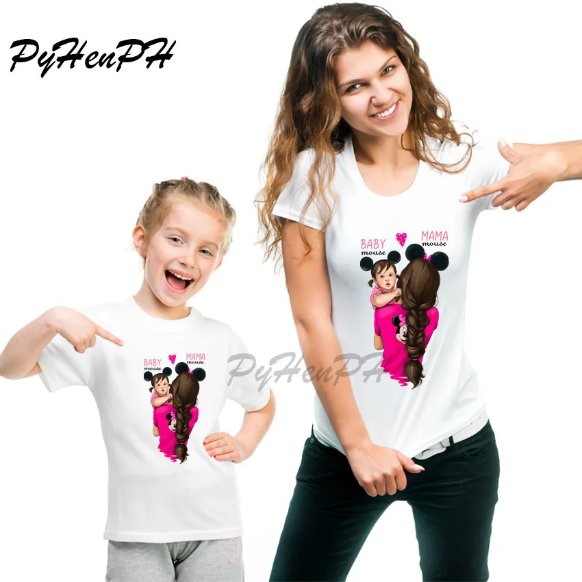 

Super Mother Tshirt Women Family Matching T-Shirt Baby Mouse and Mama mouse Matching T Shirt Family tshirts Outfit Clothes