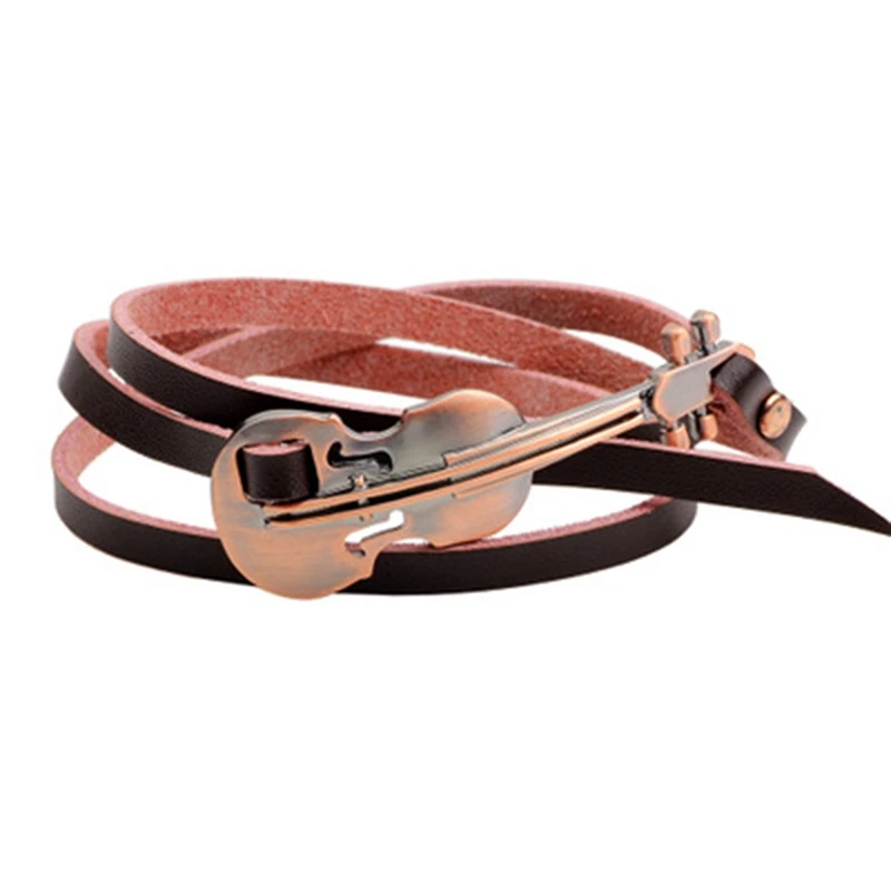 

Violin Leather Bracelet Fashion Black Brown Orange Bracelet For Unisex Jewelry Pulseira Violin Leather Bracelet