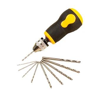 

Hand Drill Bit Set with 0.8 to 3mm Diameter Small Pin Vise Carbide Twist PVC Soft Handle Woodworking Tools