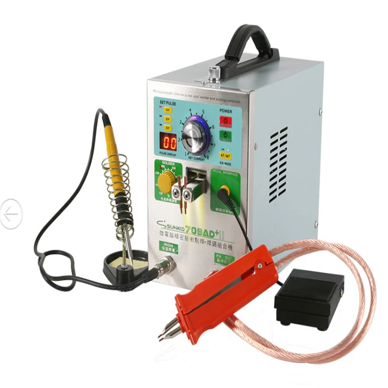SUNKKO 709AD + точечной сварки 1.9KW фиксированной батареи 4 в 1 машина 18650 точечной сварки 220 В 110