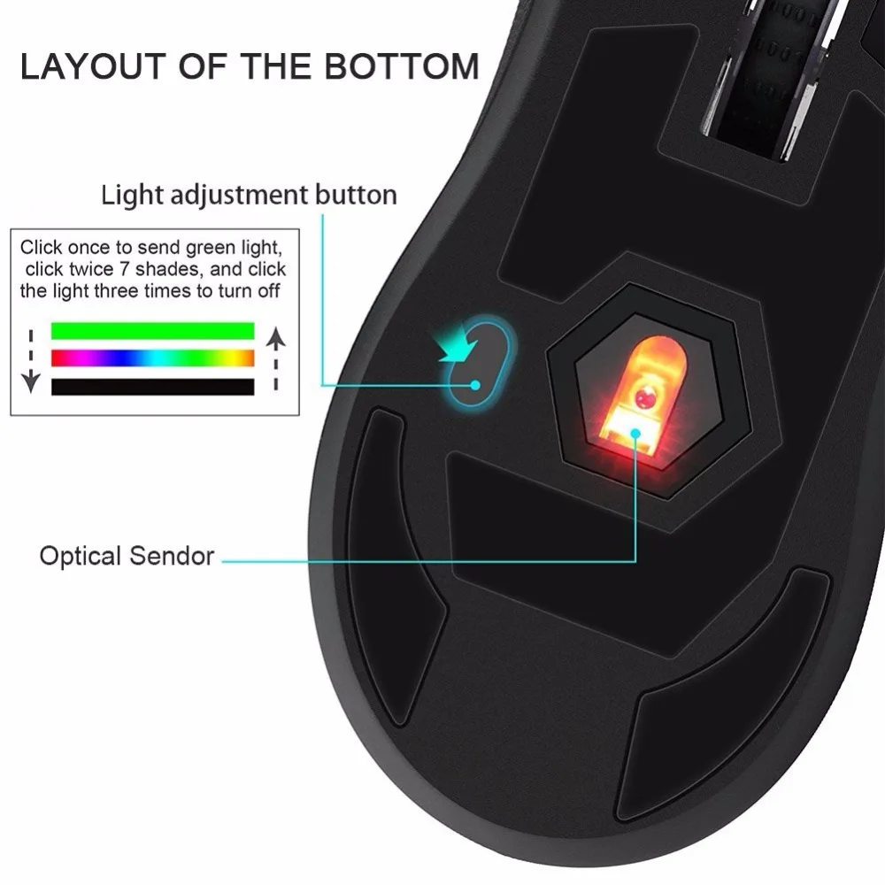 Проводная игровая мышь Sago RGB USB оптическая светодиодная 1000/2000/ DPI с 8 кнопками для