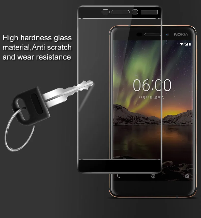 2 шт. закаленное стекло для Nokia 6 1 Защита экрана (2018) полное покрытие TA 1043 3D пленка с