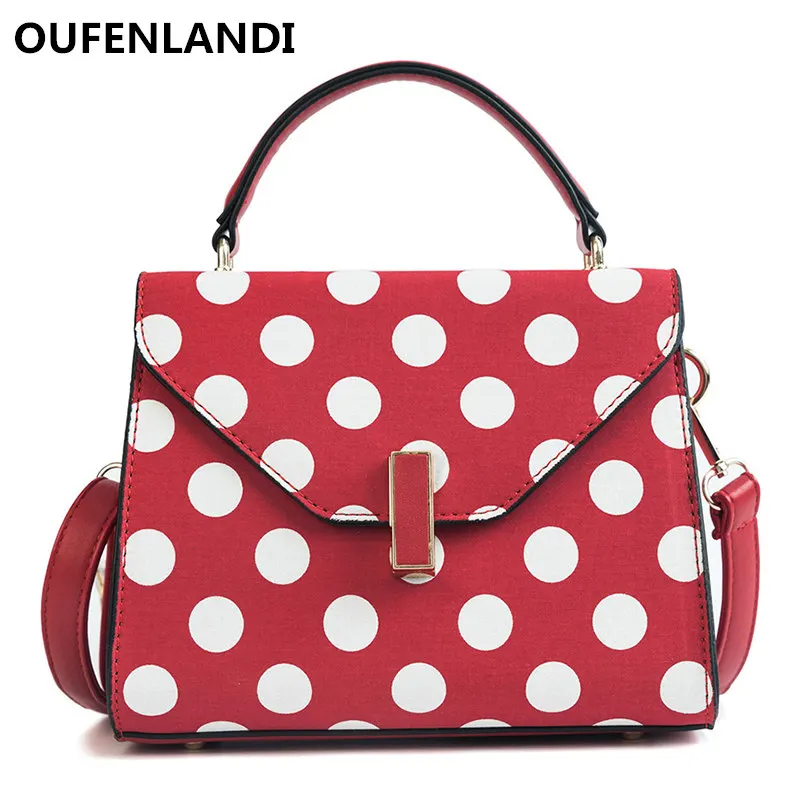 

OUFENLANDI 2018 New Dot Handbag Doctor Woman Clutch Bag Large Capacity Shoulder Bag Crossbody Bags Vintage Stylish Top Totes