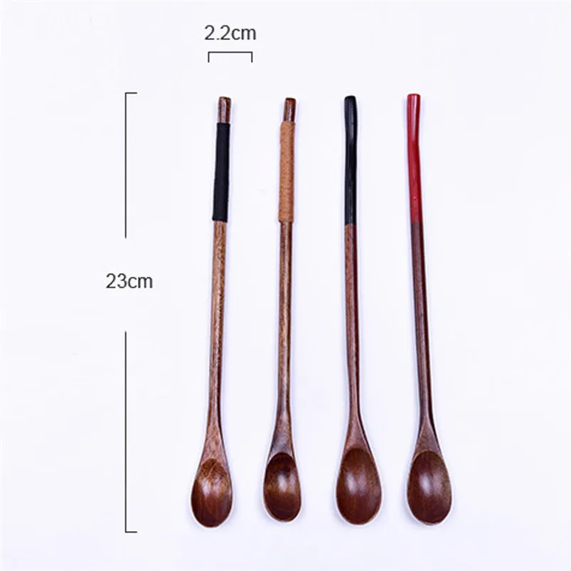 Lot Wooden Long Spoon Bamboo Teaspoon Kitchen Cooking Utensil Tool Soup Teaspoon Catering Cuchara De Madera Creativa 40JY150