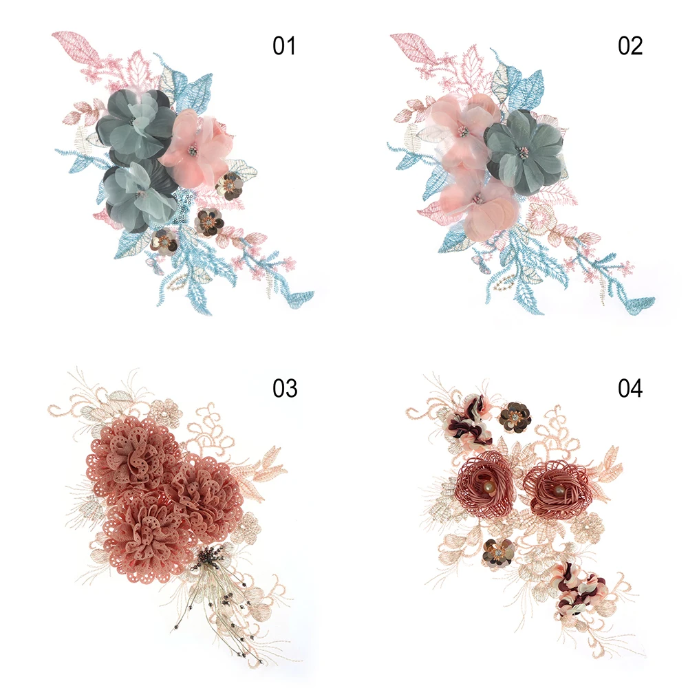 Модное цветочное кружево вышитое декольте Воротник отделка Одежда патч ткань шитье ремесло свадебное платье Аппликации