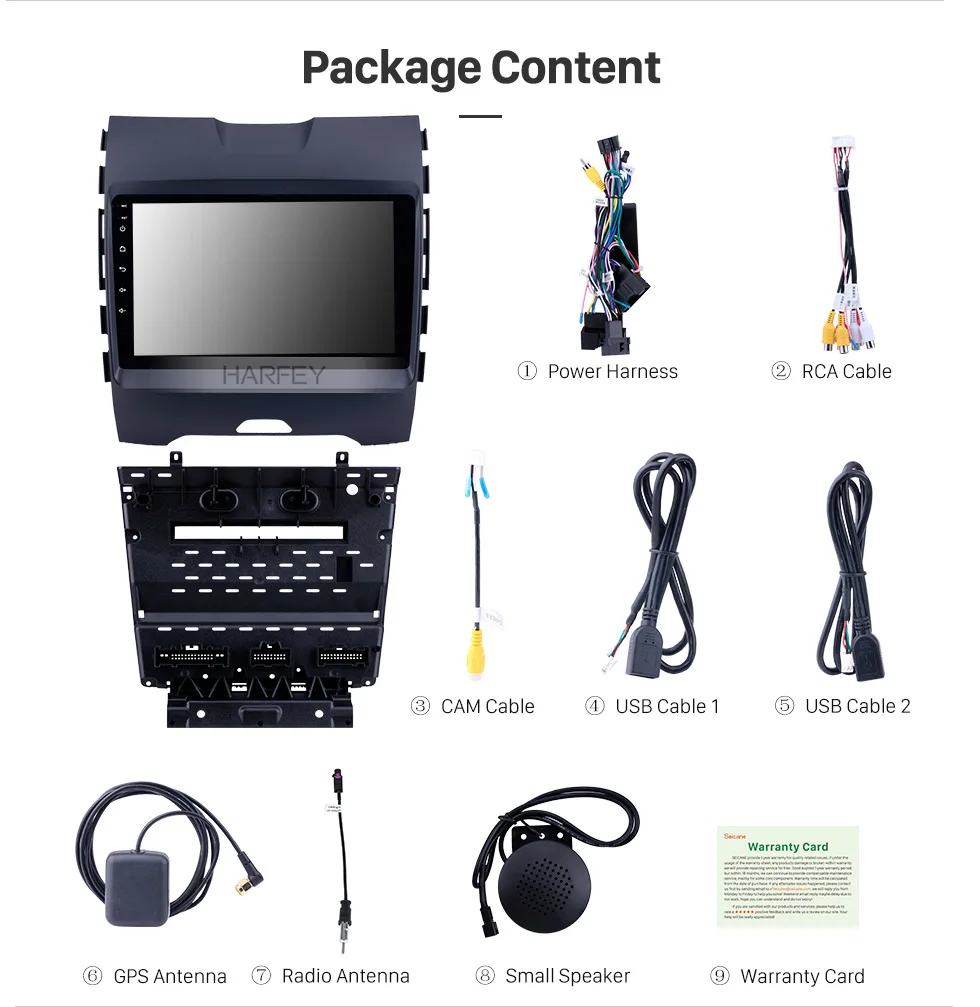 Cheap Harfey 9" Android 8.1 for 2013-2017 Ford Edge Radio GPS Navi with HD TouchScreen Bluetooth 3G WIFI support Backup Camera TPMS 19