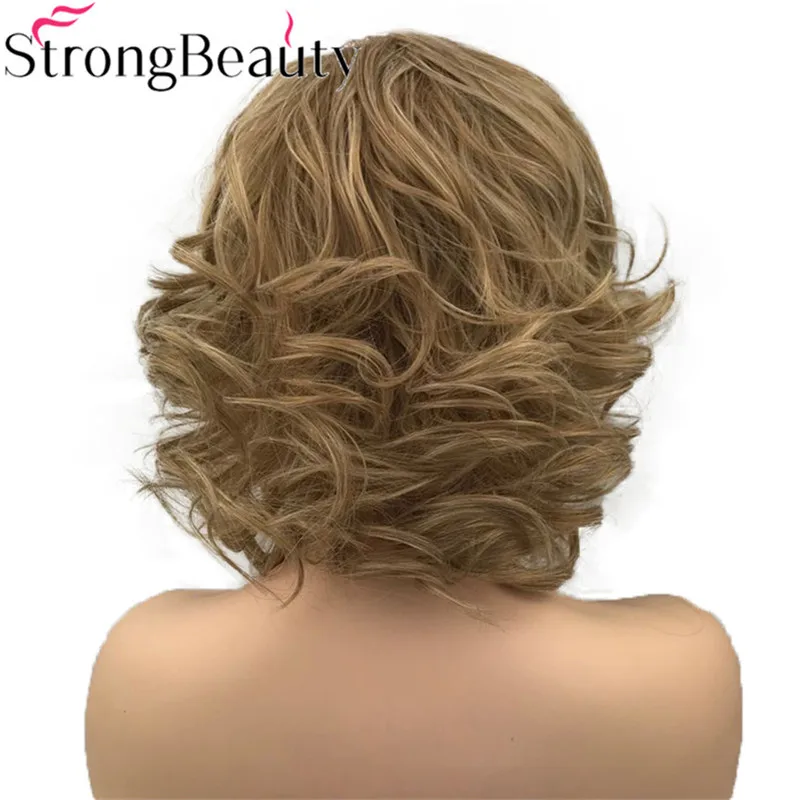 Strongbeauty Synthetic Lace Front Wig Medium Curly Natural Wigs