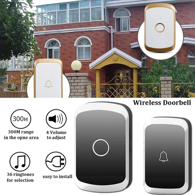 Беспроводной водонепроницаемый дверной звонок умный дверной звонок 300 м Пульт дистанционного управления США ЕС Великобритания штекер светодиодный беспроводной умный дверной звонок Wifi дверной Звонок