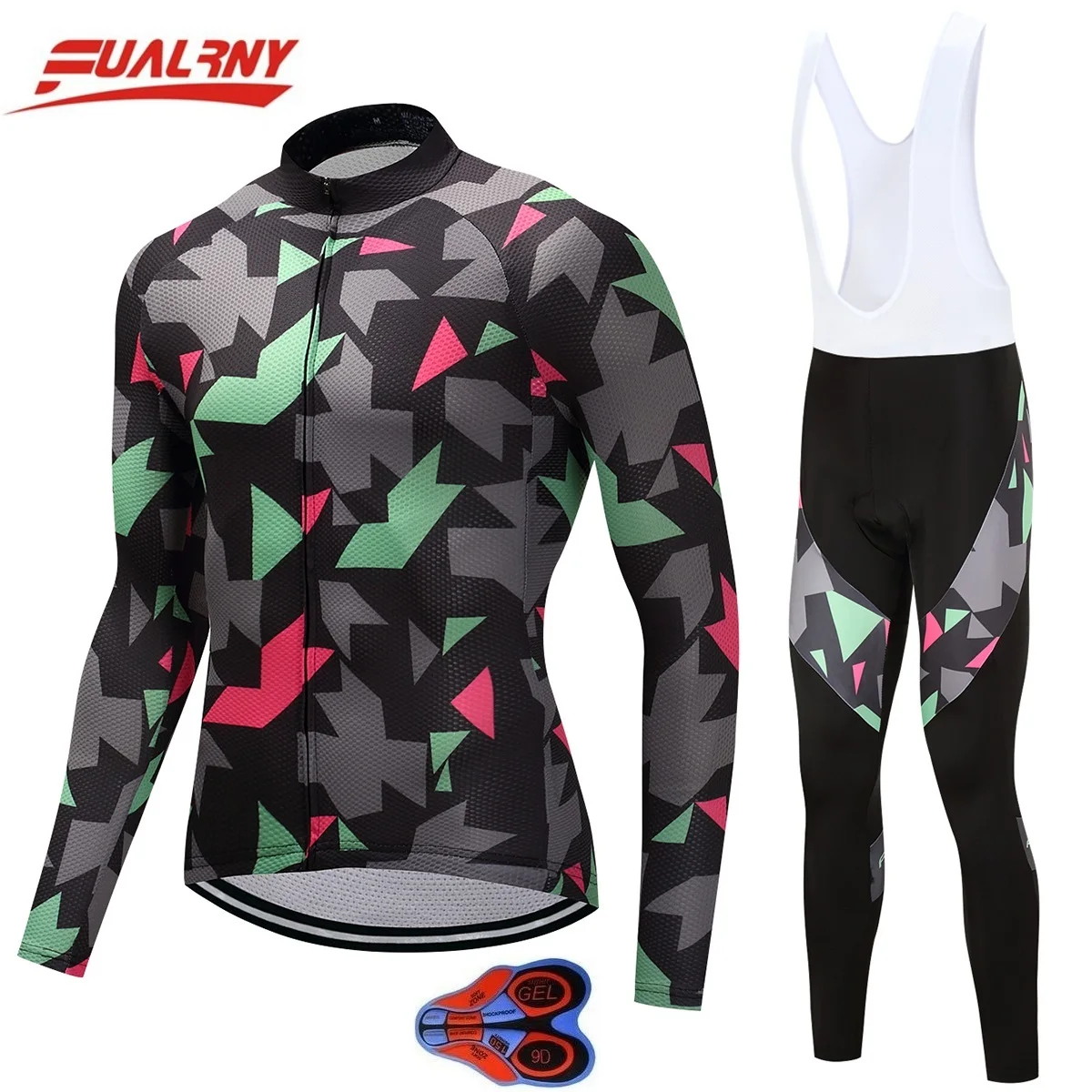 

2018 Team FUALRNY Long sleeve Ropa Ciclismo Cycling Jersey sets 9D gel/Autumn Mountian Bicycle Clothing/MTB Bike Clothes For Man