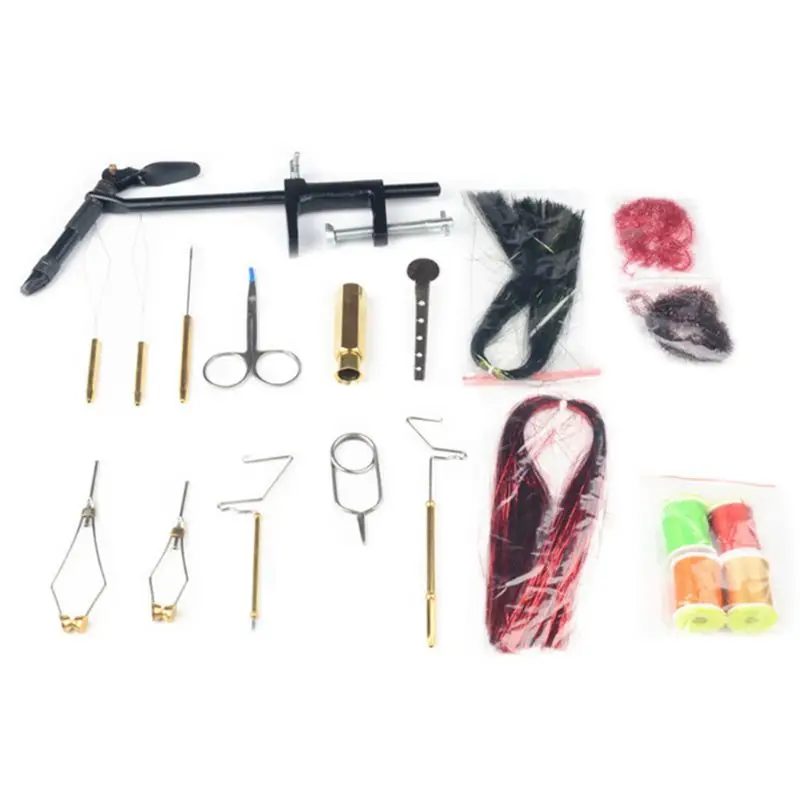 Набор инструментов для ловли нахлыстом, имитированный кожей, включая тиски, держатель катушки наконечник в виде прута, полуинструмент