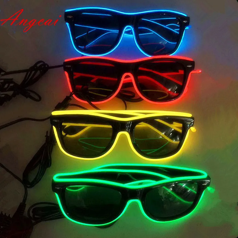 EL WIRE NEON LED LIGHT UP GLOW SUNGLASSES HALLOWEEN RAVE PARTY SHOW PROP FADDISH 