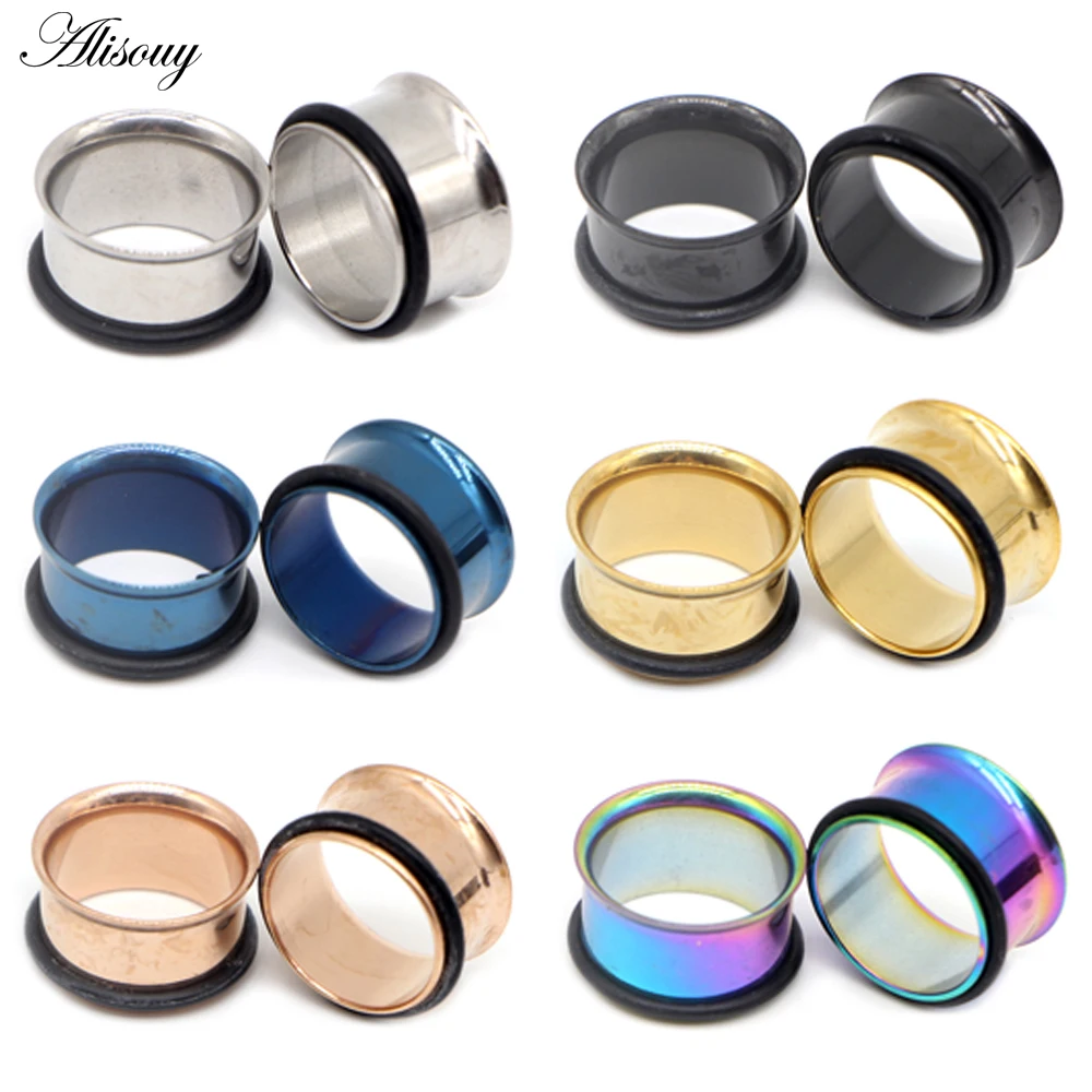 1pc 2mm-25mm Stainless Steel Ear Plugs Tunnels Rose Gold Earrings Body Piercings Jewelry