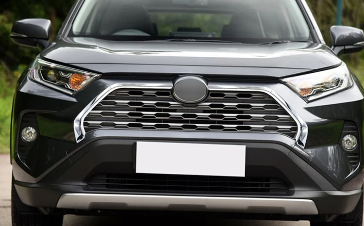 

car accessories 2pcs ABS Chromed Car Front Grill Grille Decorative Cover Trim Strips For Toyota RAV4 2019 2020 Car Styling