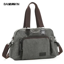 Мужская Дорожная сумка, одноцветная дорожная сумка, винтажная кожаная холщовая Большая вместительная женская сумка для багажа
