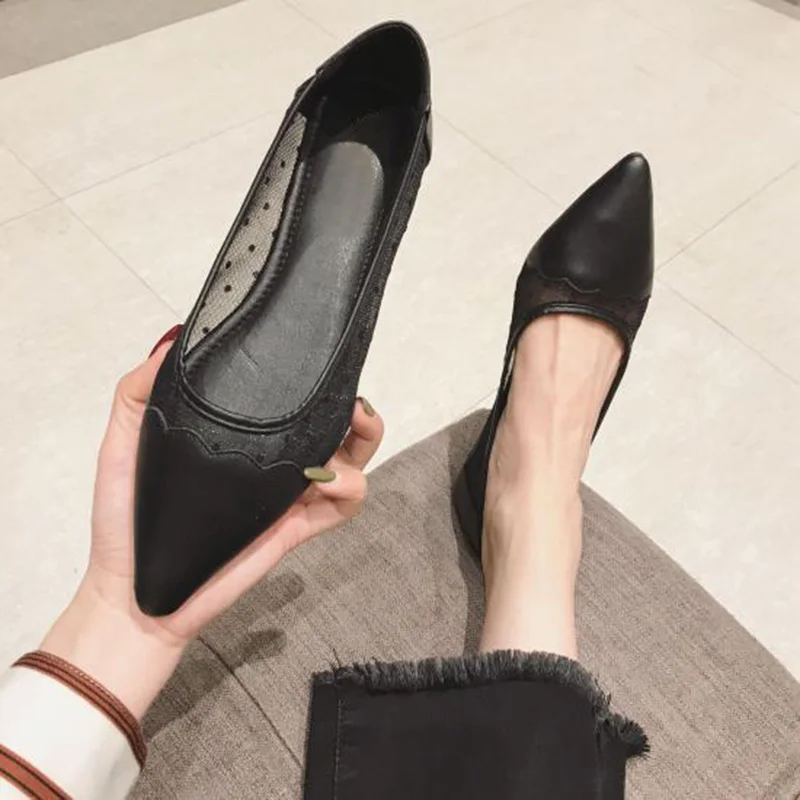

New Summer Shoes Women Ballet Flats Casual Pointed toe Women Flats Elegant Ladies Black White Shoes YX1422