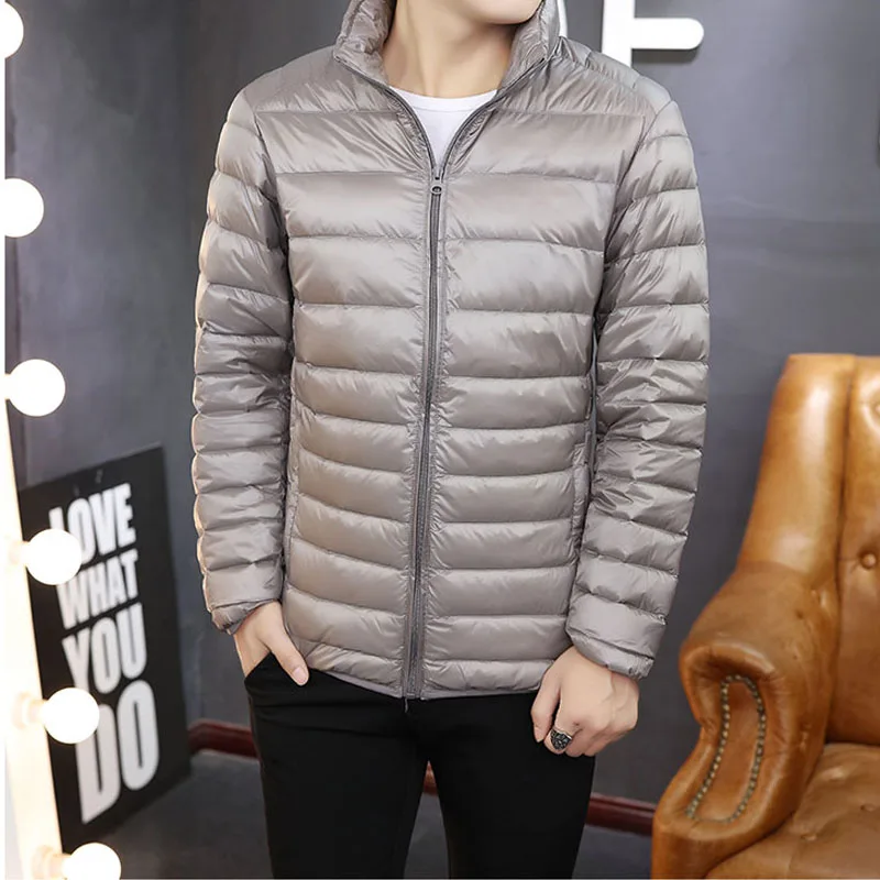

New Autumn Winter Men Duck Down Jacket Ultra Light Thin Plus Size Spring Down Jackets Men Stand Collar Parka Outerwear Coat XXXL