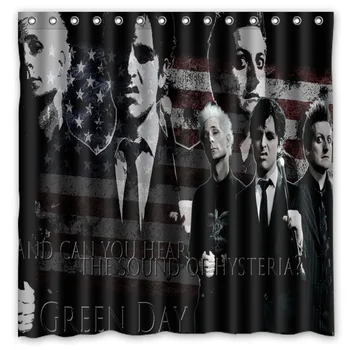 

[180*180cm]Custom Green Day Polyester Bathroom Shower Curtain Waterproof Fabric Bath Decorative Curtain with Hooks