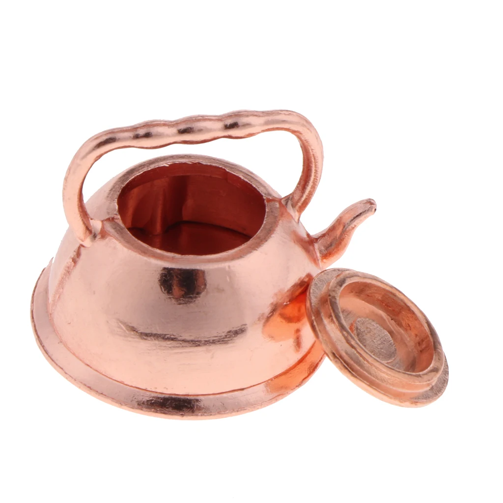 1:12 Dollhouse Miniature Bronze Frying Pan Pot Kettle Kitchen Cooking Kit