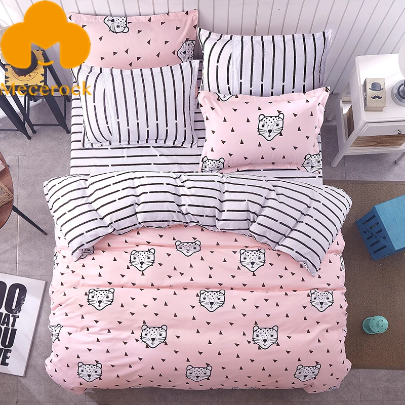 MECEROCK Girls Pretty Bedding Set Pink Duvet Covet Set Bed ...