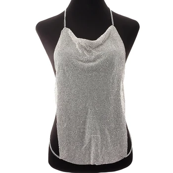 

Wholesale Sexy Bikini Body Chain Jewelry Gold Silver Black Color Full Rhinestone Tanktop Beach Backless Fashion Jewelry Women