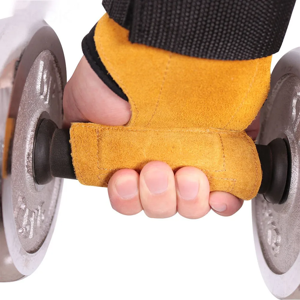 SKDK перчатки для тренажерного зала 1 пара из воловьей кожи противоскользящие перчатки для тяжелой атлетики сцепление силовой атлетики фитнес кроссфит спорт защита ладони поезд