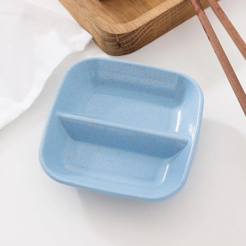 Пшеничная солома квадратная разделенная приправа посуда Настольный контейнер для соуса кухонные столовые приборы тарелка для закусок