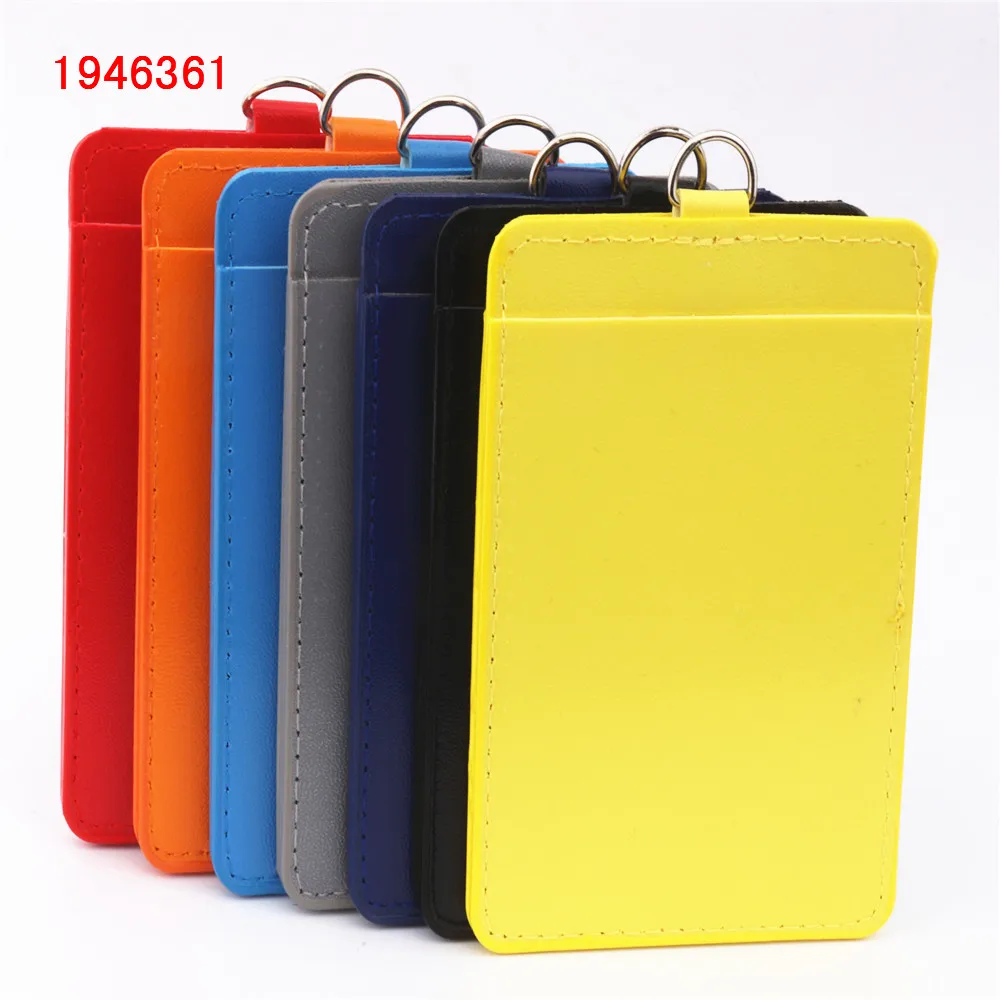 610 PU Leather Double Card Sleeve ID Badge Case Clear Bank Credit Card Badge Holder Accessories badge holder anime badge case