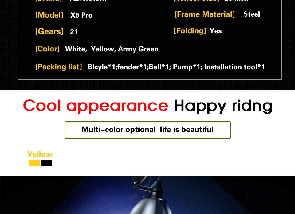 Cheap Altruism X5 Pro Folding Mountain Bike 21 Speed Bicycle Suspension Fork Braking Bikes 26 Inch MTB Road Racing Bicycle 4