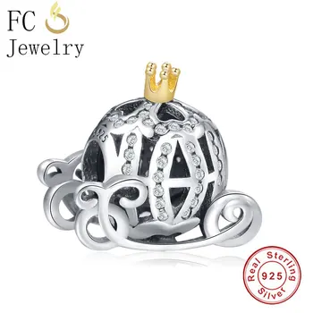 

Wholesale 1pcs European Silver 925 Princess Pumpkin Car charms Beads fit original pandora charm bracelet Diy Making jewelry