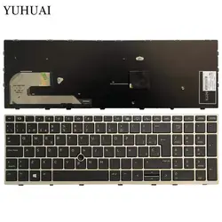 Новый испанская клавиатура для ноутбука для hp EliteBook 850 G5 серебряная рамка с Джойстик Клавиатура