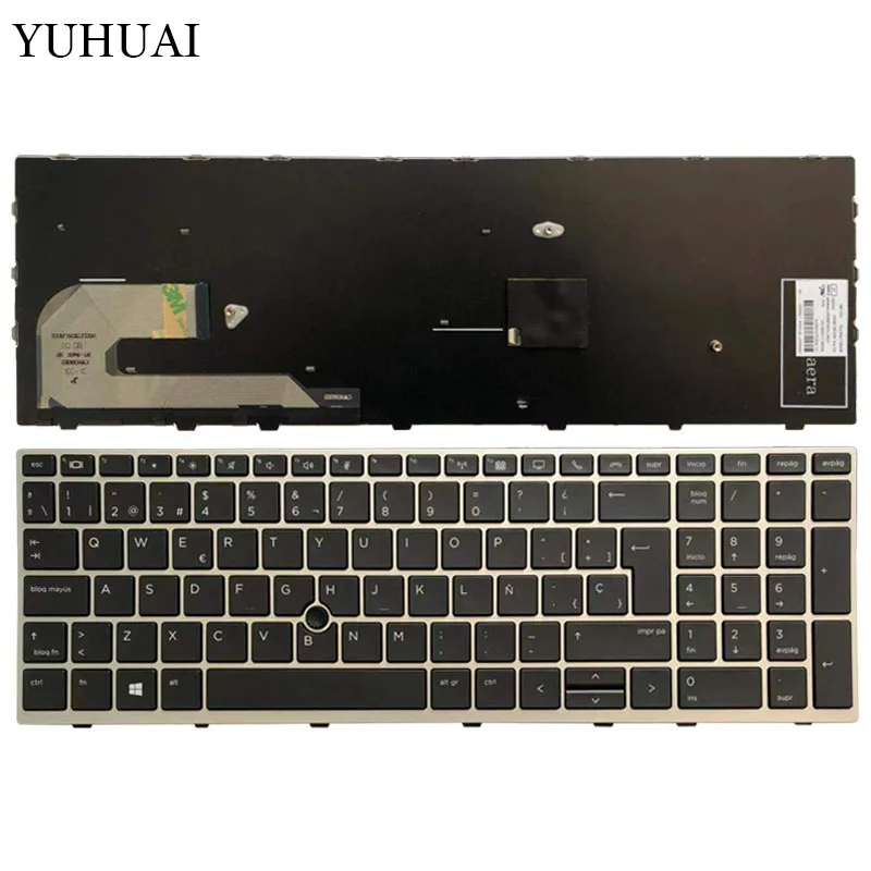 

New Spanish Laptop keyboard For HP EliteBook 850 G5 silver frame with Pointing stick keyboard