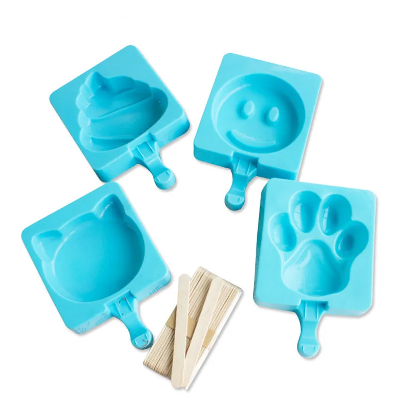  4pcs/set DIY Creative Homemade Ice Cream Popsicle Mold, Food-grade Silicone Ice Cream Cake Mold Send Popsicle Sticks 