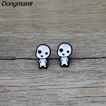 

12pairs/lot DMLSKY Ghost And Princess Stud Earrings Ear Stud kids Kawaii Earrings For Womens Enamel Earrings Jewelry M2643