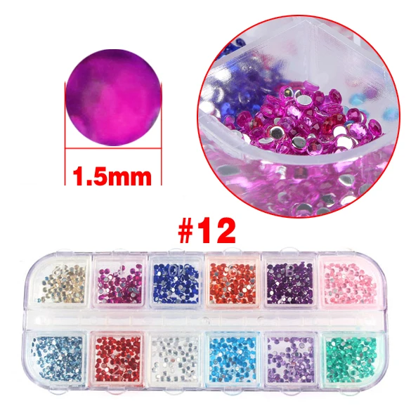 1500pcs 12 Colors Glitter Decor Nail Art Crystal Rhinestone Powder Case Box Set For Lady Tool FM88 | Красота и здоровье