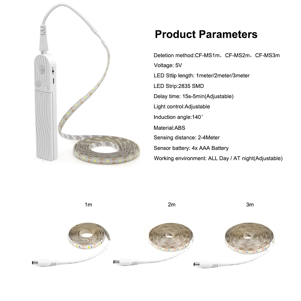 Датчик движения светодиодный светильник для шкафа 1 м 2 м 3M под кровать лестницы шкаф лампа лента Водонепроницаемый 5 В USB Светодиодная лента шкаф ночной Светильник