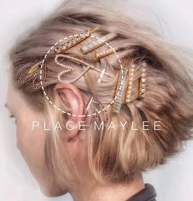 

2019 Crystal Rhinestones Hairpin Star Triangle Round Shape Crystal Diamond Silver Color Women Hair Clips Barrette