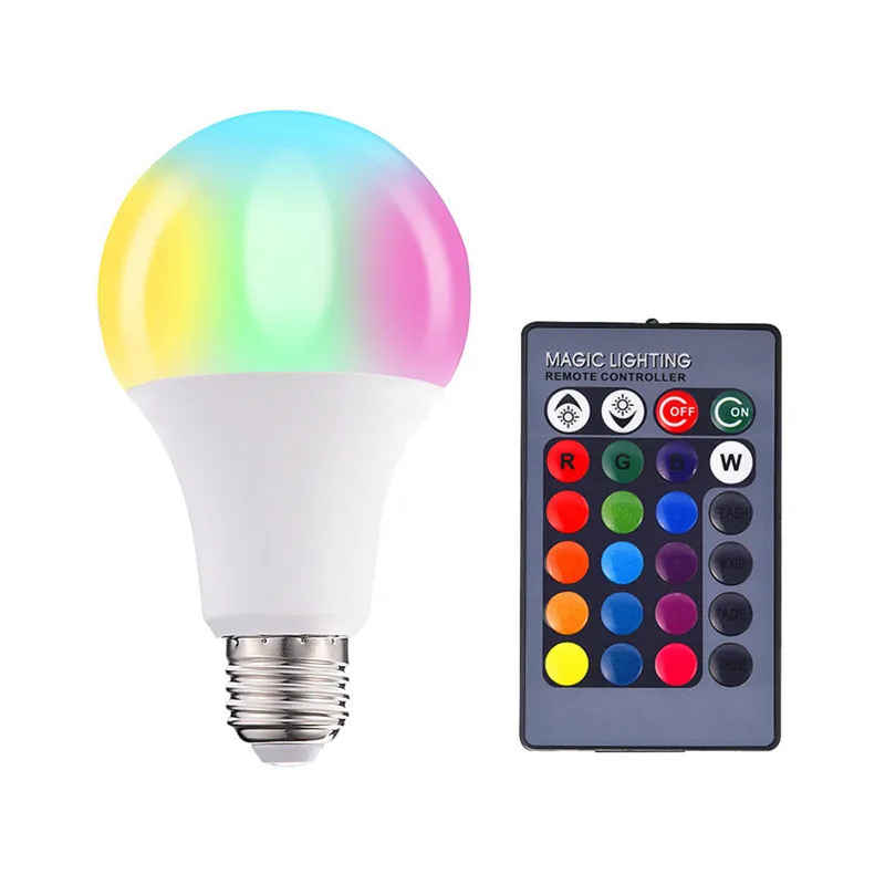 Светодиодная RGB лампа E27 3 Вт 5 10 15 110 В 220 в 16 цветов Сменные лампы для дома вечерние