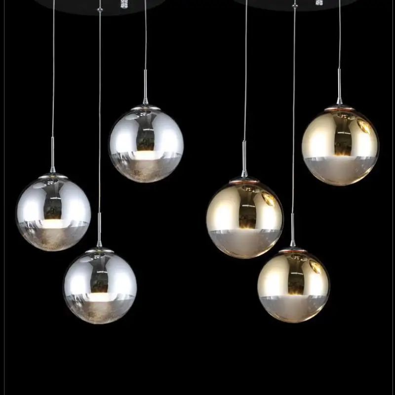 

Golden Silver Creativity of Restaurant Pendent Light Led Kitchen Glass lampshade Lights Modern Pendant Lamp Ball For Home